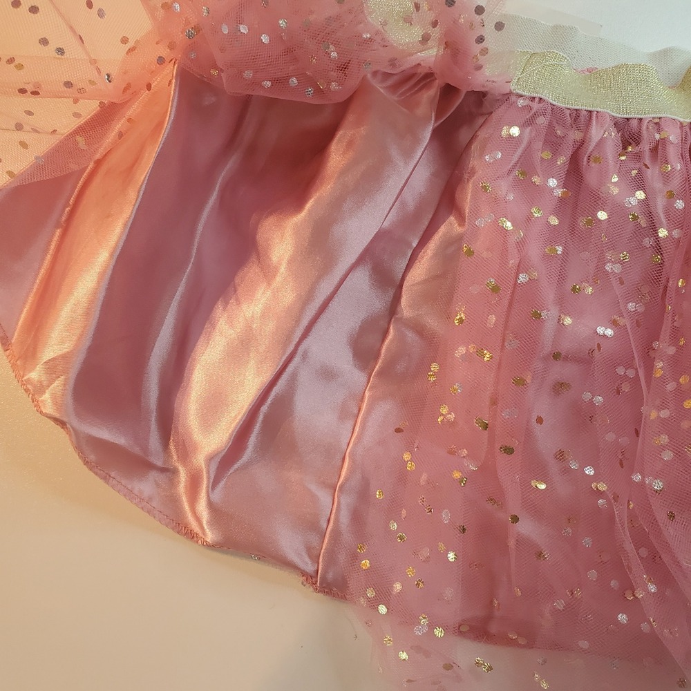 Princess Costume Set Pink Gold Tutu Skirt Crown Headband Star Wand Kids - Picture 6 of 9